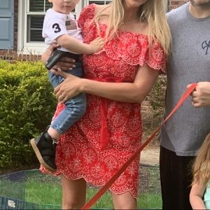 Red bandana eyelet dress